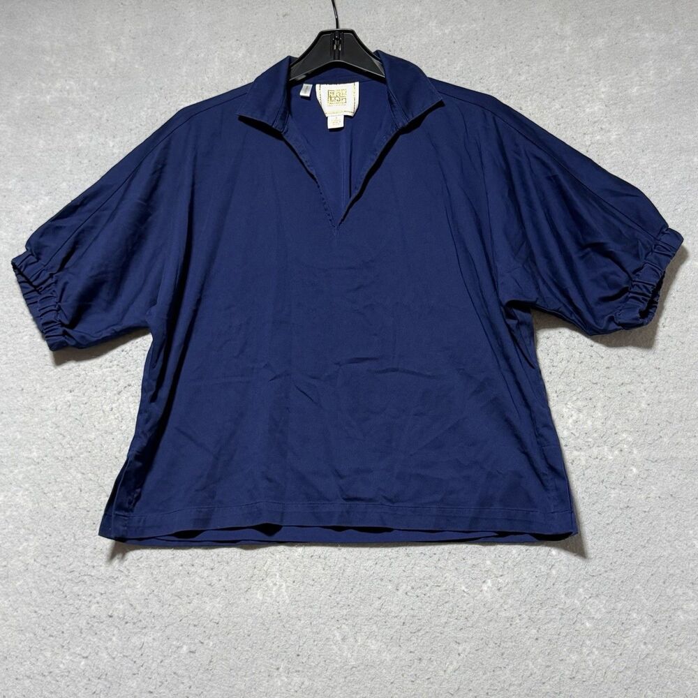 Emily McCarthy Poppy Top Size S Small Navy Blue Blouse Shirt Cotton Blend